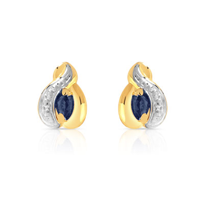Boucles d'oreilles or 750 2 tons saphir