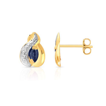 Boucles d'oreilles or 750 2 tons saphirs navettes