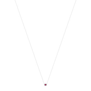 Collier or 750 blanc rubis et diamants 45cm