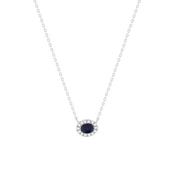 Collier or 750 blanc saphirs et diamants 45cm