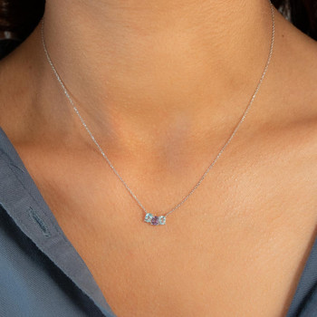 Collier or 750 blanc améthyste et topazes Sky Blue 43cm