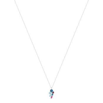 Collier or 750 blanc topaze london blue topaze sky blue et iolites 43cm
