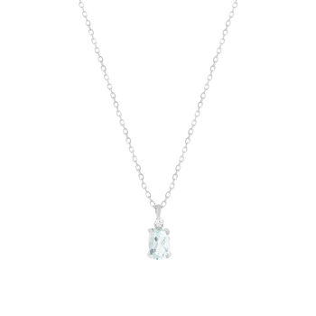 Collier or 750 blanc aigue marine et diamants 43cm