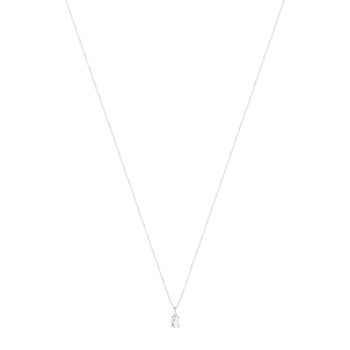 Collier or 750 blanc aigue marine et diamants 43cm