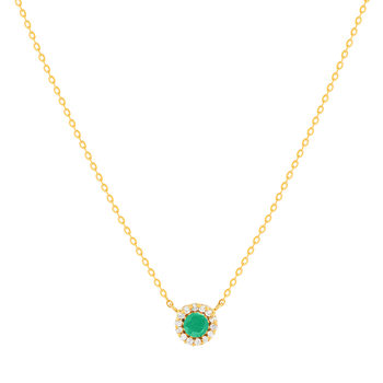 Collier or 750 jaune émeraudes et diamants 43cm