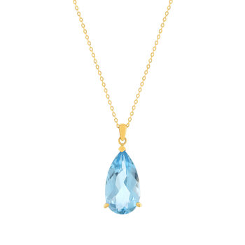 Collier or 750 jaune topaze sky blue 43cm
