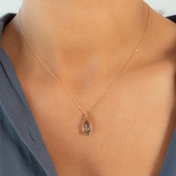 Collier or 750 jaune quartz vert 43cm