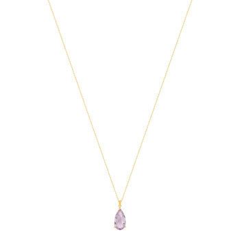 Collier or 750 jaune améthyste rose 43cm