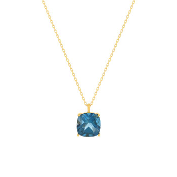 Collier or 750 jaune topaze london blue 45cm