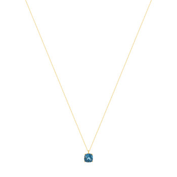 Collier or 750 jaune topaze london blue 45cm