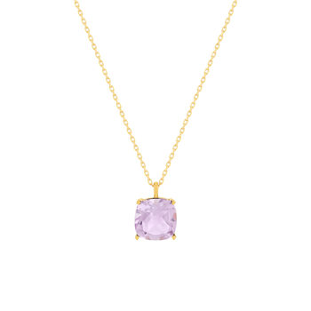 Collier or 750 jaune améthyste rose 45cm