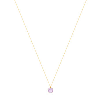 Collier or 750 jaune améthyste rose 45cm