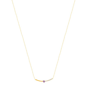Collier or 750 jaune améthyste et zirconias 43cm