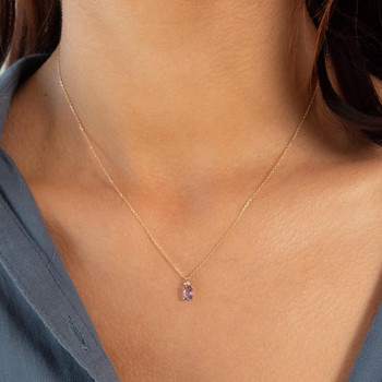 Collier or 750 jaune améthystes et diamants 43cm