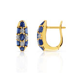 Boucles d&rsquo;oreilles or 750 2 tons saphir et diamant