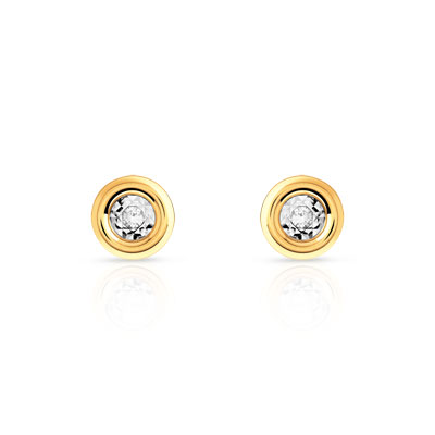 Boucles d'oreilles or 750 jaune diamant