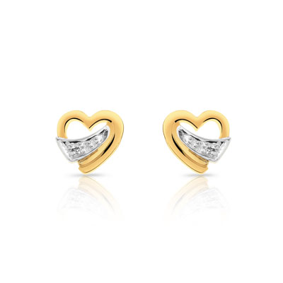 Boucles d' oreilles or 750 2 tons et diamant