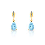 Boucles d&rsquo;oreilles or 750 2 tons topaze bleue trait&eacute;e