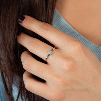 Bague or 750 blanc diamants