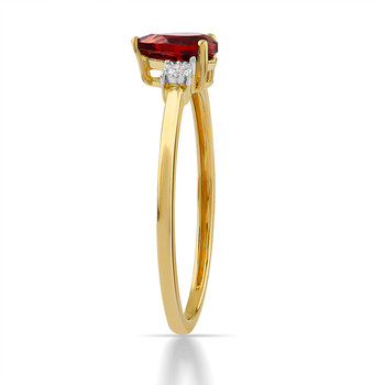 Bague or 750 jaune grenat et diamants