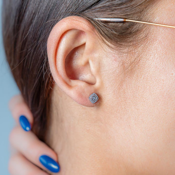 Boucles d'oreilles or 750 blanc diamants