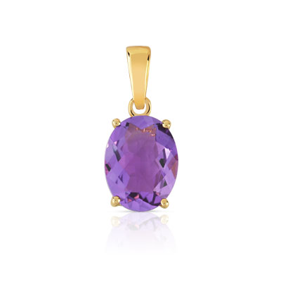 PENDENTIF en or jaune 750 griffé d'une améthyste 1,15 carat.