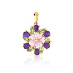Pendentif or 750 jaune am&eacute;thyste et p&eacute;ridot et nacre