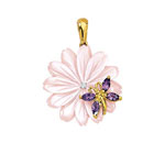Pendentif or 750 jaune am&eacute;thyste et nacre et diamant