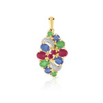Pendentif or 750 2 tons �meraude et saphir et rubis et diamant