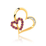 Pendentif or 750 2 tons rubis et diamant