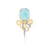 Pendentif or 750 2 tons topaze bleue traitée et diamant