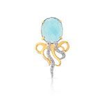 Pendentif or 750 2 tons topaze bleue traitée et diamant