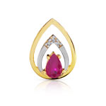 Pendentif or 750 2 tons rubis et diamant