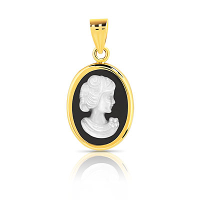 Pendentif or 750 jaune camée nacre et onyx