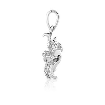 Pendentif or 750 blanc fleur diamants