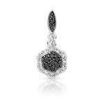 Pendentif or 750 blanc diamant noir et blanc