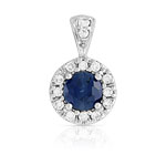 Pendentif or 750 blanc saphir et diamant
