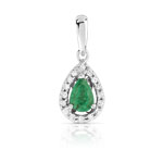 Pendentif or 750 blanc &eacute;meraude et diamant