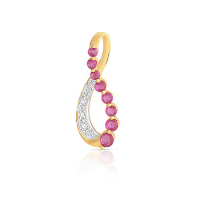 Pendentif or 750 2 tons rubis et diamant