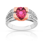 Bague 2 ors 750 tourmaline rose et diamant