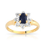 Bague or 750 2 tons saphir et diamant