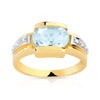 Bague or 750 2 tons aigue-marine et diamant