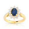 Bague or 750 jaune saphir et diamant