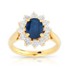 Bague or 750 jaune saphir et diamant