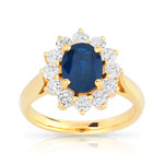 Bague or 750 jaune saphir et diamant