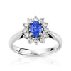 Bague or 750 blanc saphir et diamant