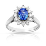 Bague or 750 blanc saphir et diamant