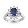 Bague or 750 blanc saphir et diamant