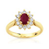 Bague or 750 jaune rubis et diamant