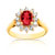 Bague or 750 jaune rubis et diamant